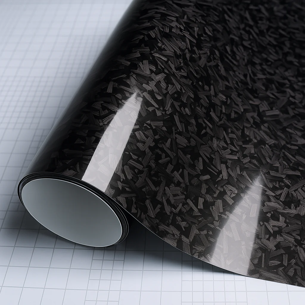 Forged Carbon Fiber | Glossy Black PET Vinyl Wrap - Image 2