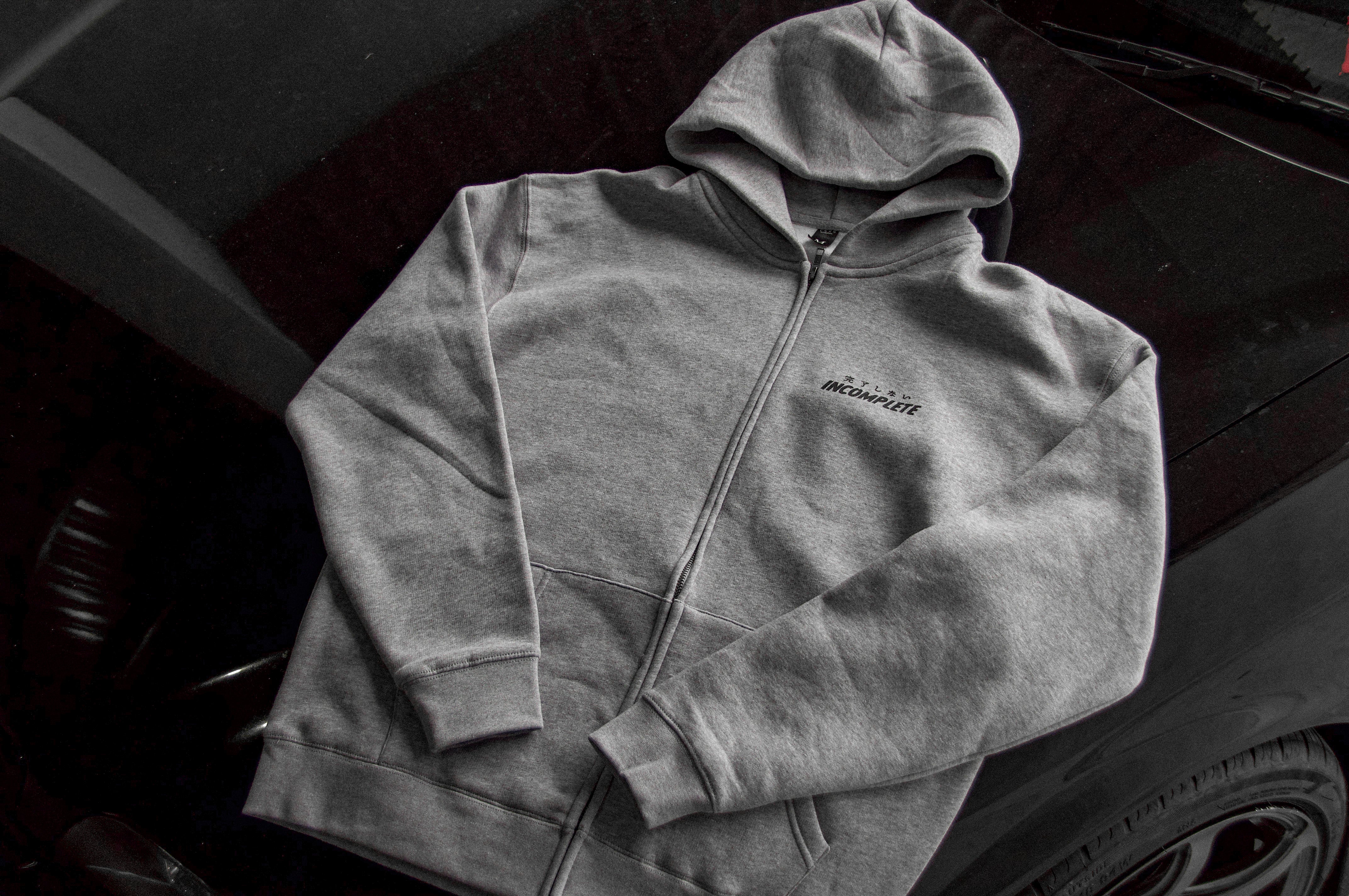 Incompletegl Unisex GREY WORLD! - Zip Hoodie - Grey - 320 GSM (Size S, M, L, XL, XXL) - Image 5