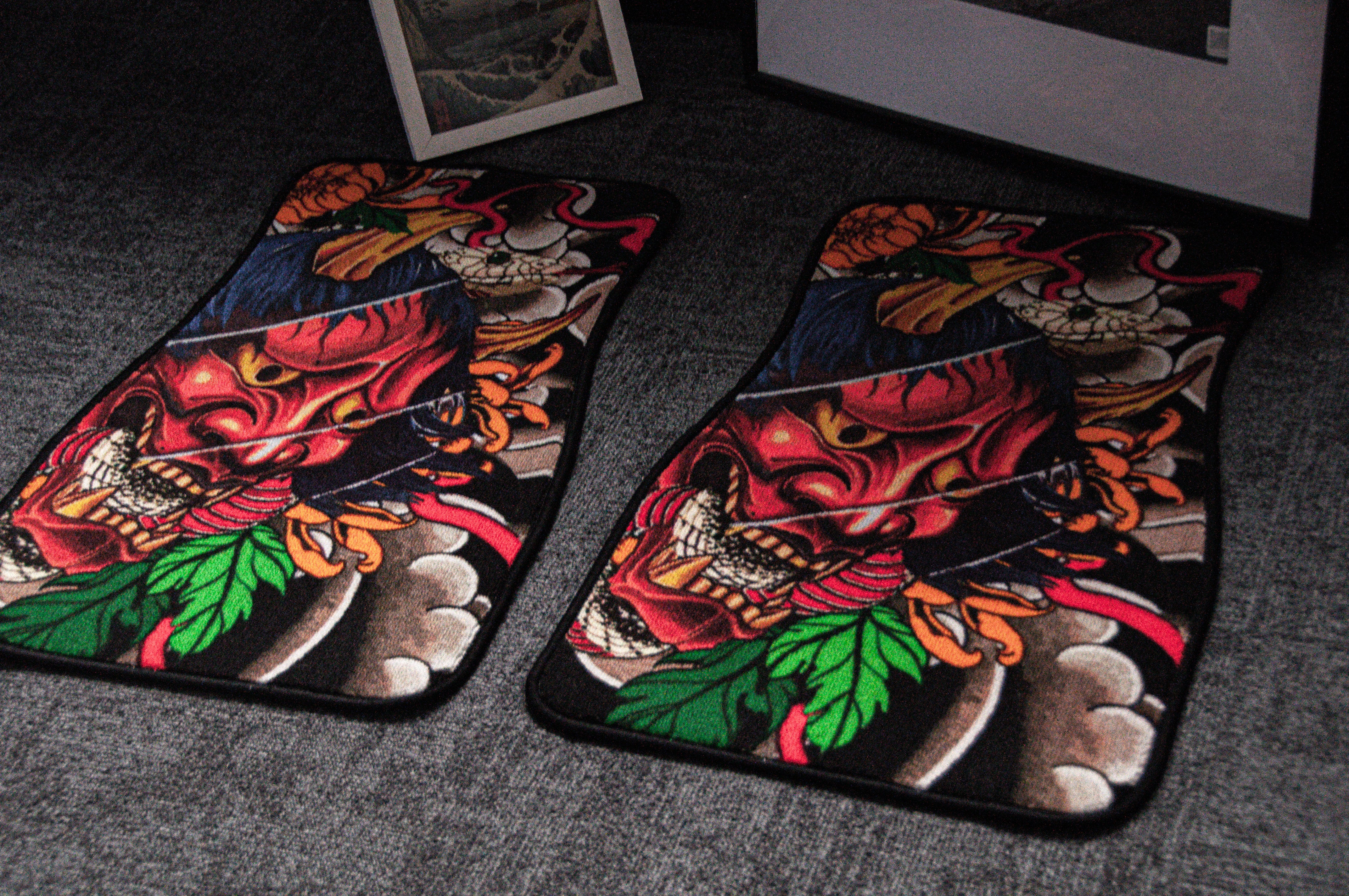 Oni Mask x Snake: Japanese Tattoo Style | Floor Mats (Pair) - Image 5